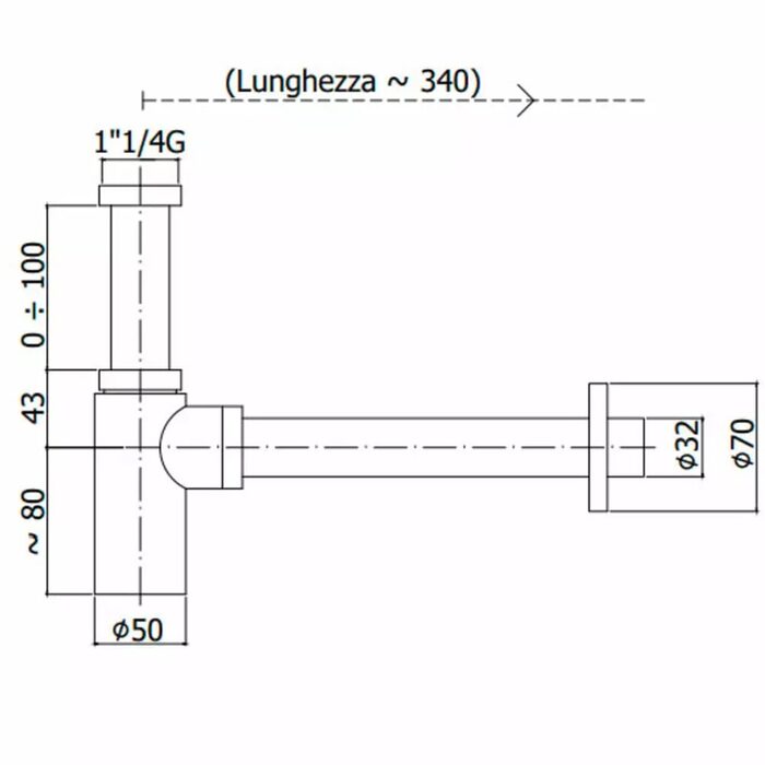 ZACC240NO сифон для раковини, чорн.мат (1 сорт)