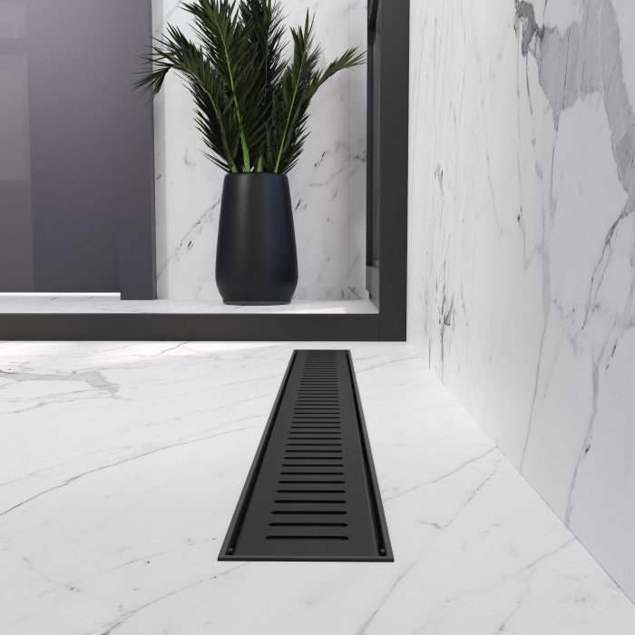 Трап лінійний AQUA 70cм та решіткою Line mattblack