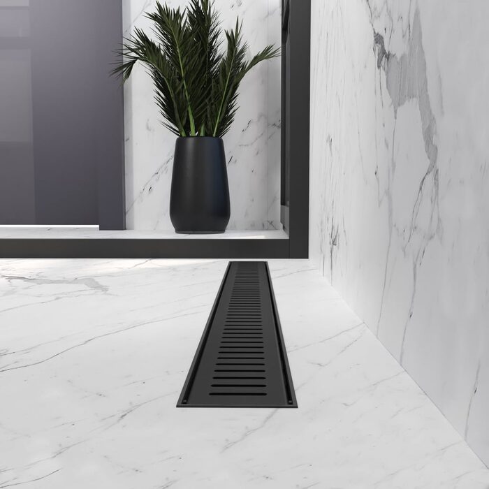 Трап лінійний AQUA 80cм та решіткою Line mattblack