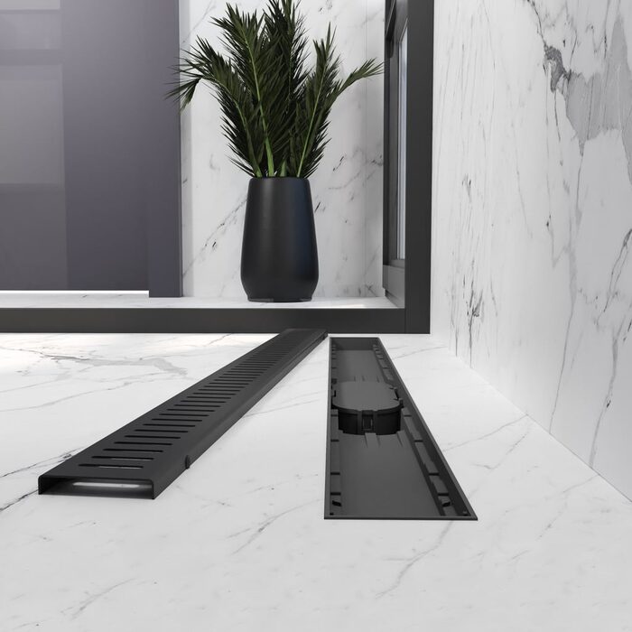 Трап лінійний AQUA 80cм та решіткою Line mattblack