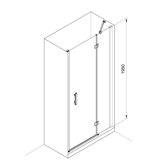 K100DC Душові двері KVADRO 1000х1950 мм Chrome Clear