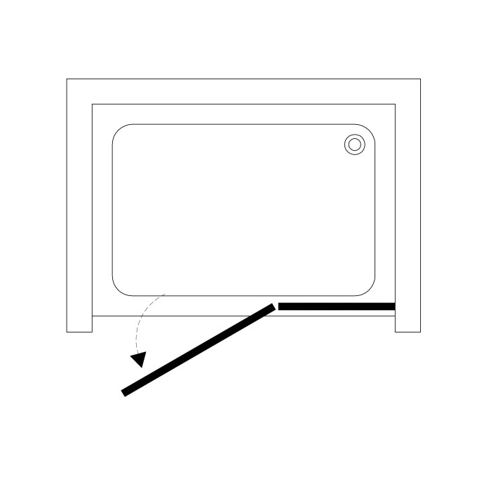 K100DC Душові двері KVADRO 1000х1950 мм Chrome Clear