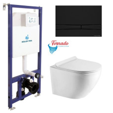 Інсталяція Koller Pool Dune 1200SL + Integro Cosmo Black matt панель змиву + підвісний унітаз Round Tornado