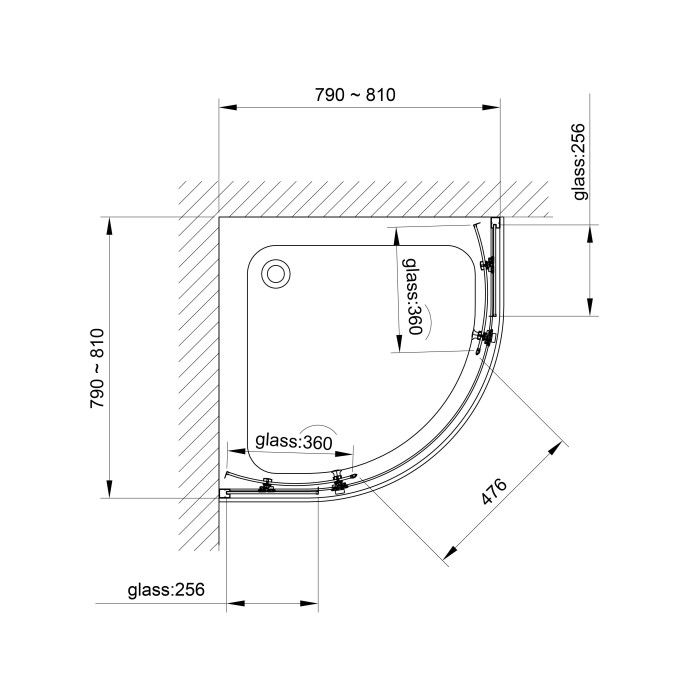 R80RG Душова кабіна ROUND напівкругла 800x800x1900 мм скло grape