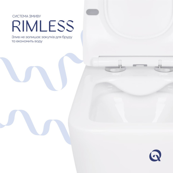 Унітаз підвісний Qtap Crow Rimless безобідковий з сідінням Soft-close QT05335170W