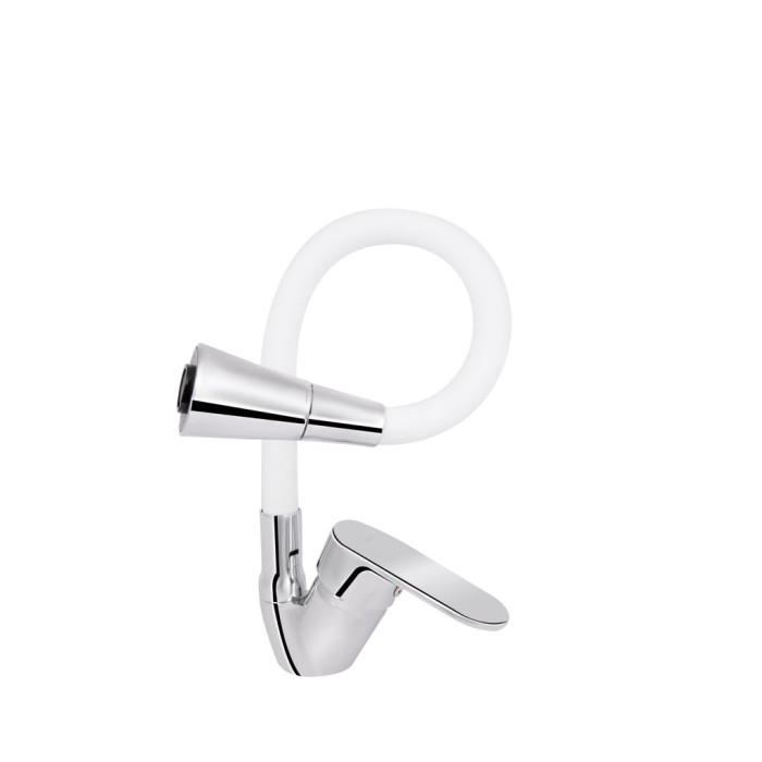 Змішувач для кухні Lidz Tani 008F3 з гнучким виливом (k40) LDTAN008F3WCR37037 Chrome/White