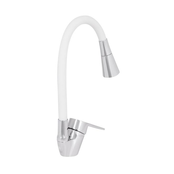 Змішувач для кухні Lidz Tani 008F3 з гнучким виливом (k40) LDTAN008F3WCR37037 Chrome/White