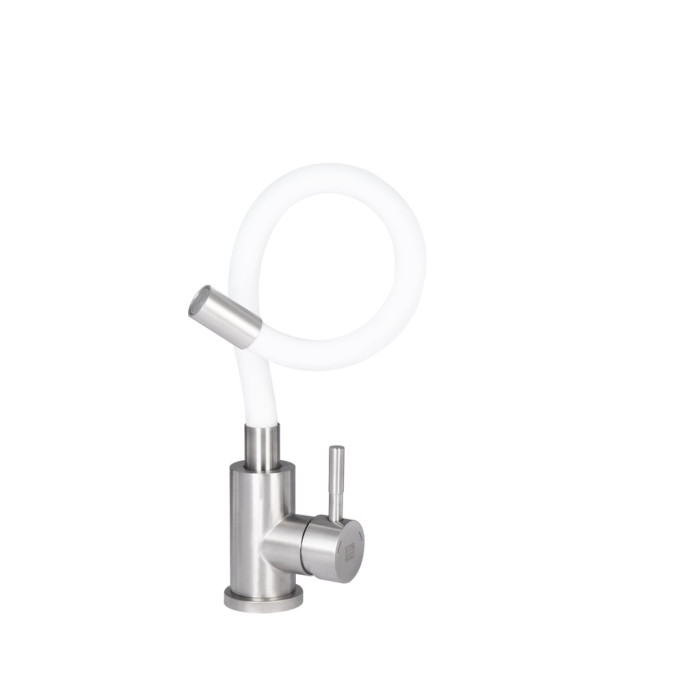 Змішувач для кухні Lidz Aria 015F3 з гнучким виливом (k35) LDARI015F3WHI43362 White / Nickel