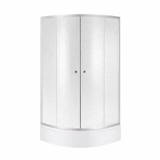 Душова кабіна Latwa SC80x80.SAT.MID.FR полукругла, скло Frost 4 мм + Душовий піддон KAPIELKA ST80x80x26, з панеллю Lidz