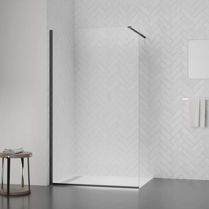 Душова перегородка Qtap Walk-In Standard BLM201.C8 100х200 см, скло Clear 8 мм, покриття CalcLess