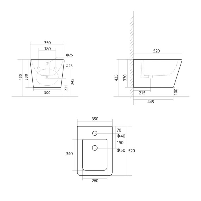 Біде підвісне Qtap Tern New 515x350x320 мм Matt Black QT17551303GMB