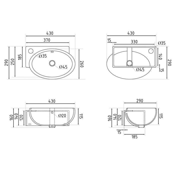 Раковина Qtap Leo 430x285x160 White QT11111008LW