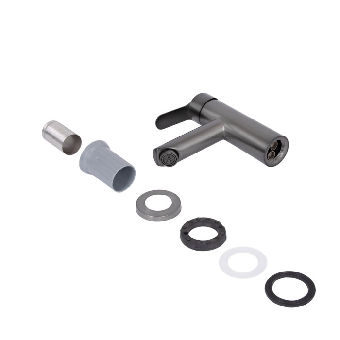 Змішувач для раковини Brinex Pure 001F низький  Graphite BRIPUR001FGRP
