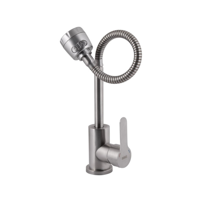Змішувач для кухні Brinex Pure 015F41 з гнучким виливом   Nickel BRIPUR015F41NKL