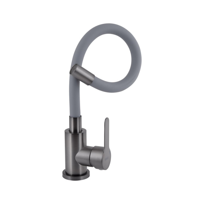 Змішувач для кухні Brinex Pure 015F3 з гнучким виливом   Graphite/Grey BRIPUR015F3GRG