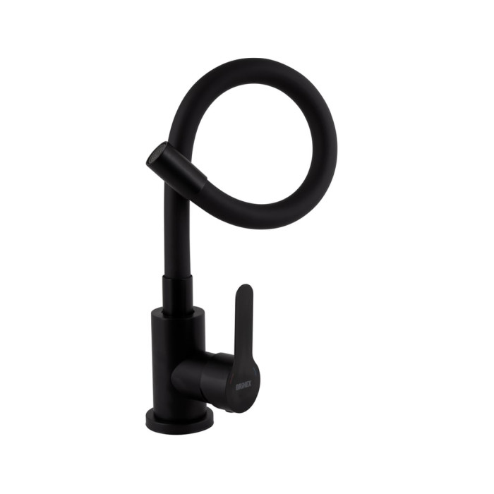 Змішувач для кухні Brinex Pure 015F3 з гнучким виливом   Black Matt BRIPUR015F3BLM