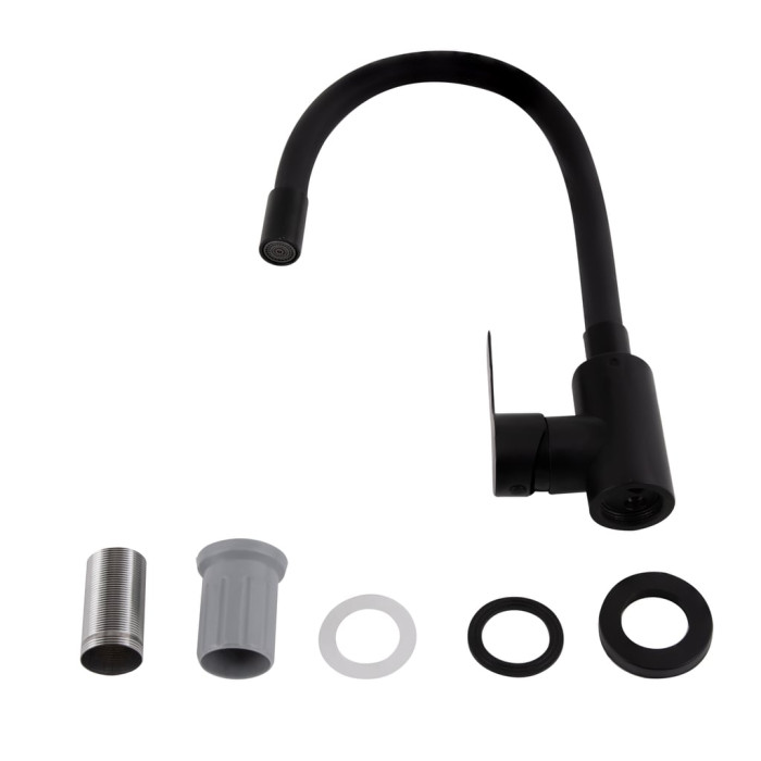 Змішувач для кухні Brinex Pure 015F3 з гнучким виливом   Black Matt BRIPUR015F3BLM