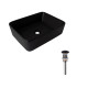 Комплект Qtap Tern: Раковина накладна прамокутна 480х370х135 мм Matt Black + Донний клапан PU03