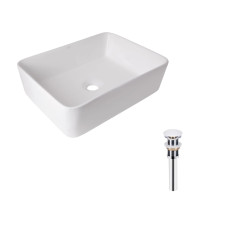 Комплект Qtap Tern: Раковина накладна прамокутна 480х370х135 мм White + Донний клапан PU02