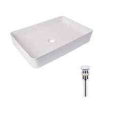 Комплект Qtap Tern: Раковина накладна прамокутна 600x400x110 мм WHITE + Донний клапан PU02