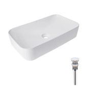 Комплект Qtap Tern: Раковина накладна прамокутна 610x350x135 мм WHITE + Донний клапан PU02