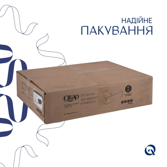 Комплект Qtap Scorpio: Раковина накладна овальна 500x380x120 мм Matt Black + Донний клапан PU03
