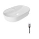 Комплект Qtap Scorpio: Раковина накладна овальна 600х400х120 мм White + Донний клапан PU02