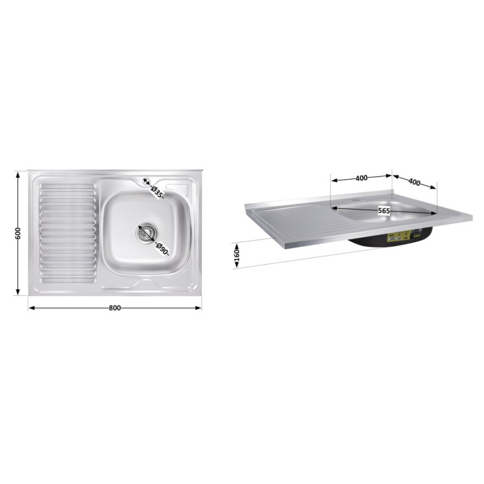 Кухонна мийка Brinex 6080-R 0,6 мм Satin (BRIN6080RSAT06)