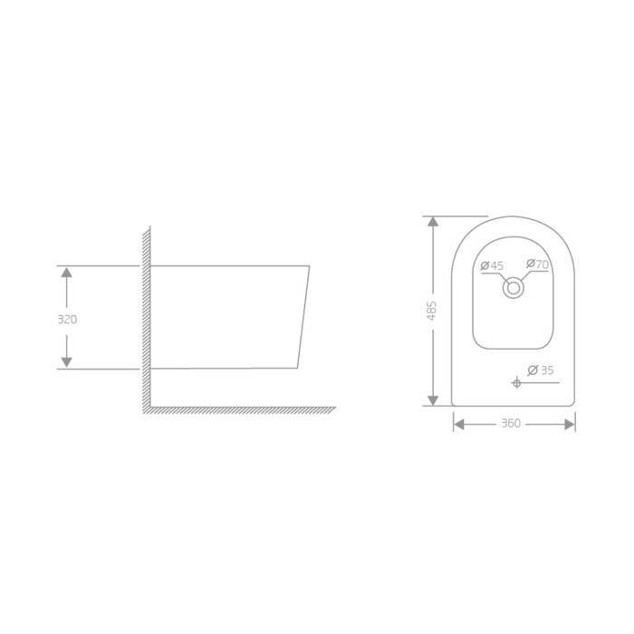 Біде підвісне Qtap  Swan 485х360х320 мм, White QT16555379W