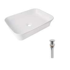 Комплект Qtap Virgo N: Раковина накладна 560x380x130 мм, White, прямокутна + Донний клапан Pop-up PU02