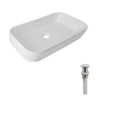 Комплект Qtap Scorpio: Раковина накладна 550x390x120 мм, White, прямокутна + Донний клапан Pop-up PU02