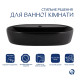 Комплект Qtap Scorpio: Раковина накладна 600x400x120 мм, Matt Black, овальна + Донний клапан Pop-up PU03