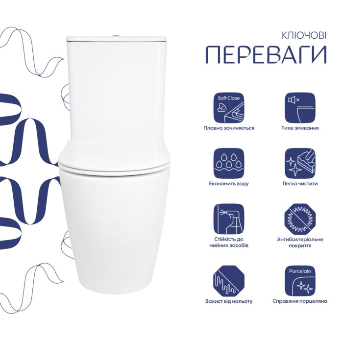 Унітаз підлоговий Qtap Evia Ultra Quiet 630×350×795 мм з сидінням Soft-close, White QTEVI27W49258