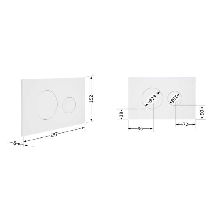 Клавіша змиву Qtap Standard 152x236x28 мм, White, кругла QTSTD164W49468