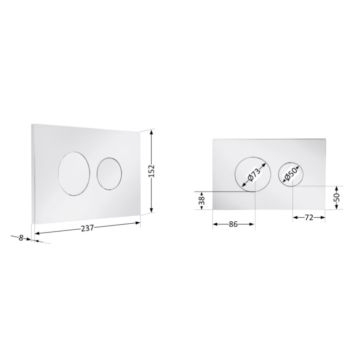 Клавіша змиву Qtap Standard 152x236x28 мм, Chrome, кругла QTSTD164CRM49469
