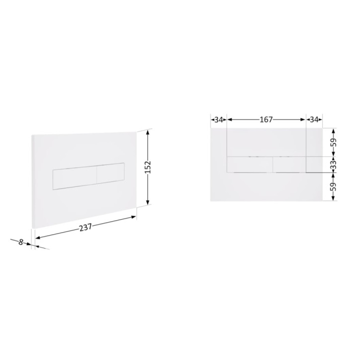 Клавіша змиву Qtap Standard 152x236x28 мм, White, лінійна QTSTD164W49471