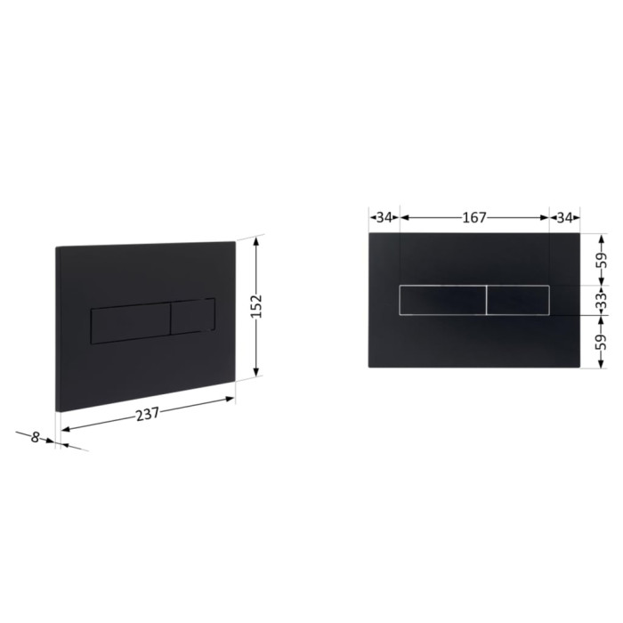 Клавіша змиву Qtap Standard 152x236x28 мм, Matt Black, лінійна QTSTD164BLM49473