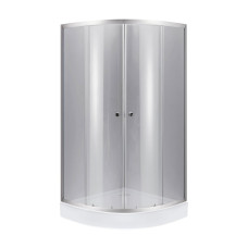 Lidz Набор: Душевая кабина Latwa SC90x90.SAT.LOW.DGR, полукруглая, стекло тонированное 4 мм + Душевой поддон Kapielka ST90x90x14