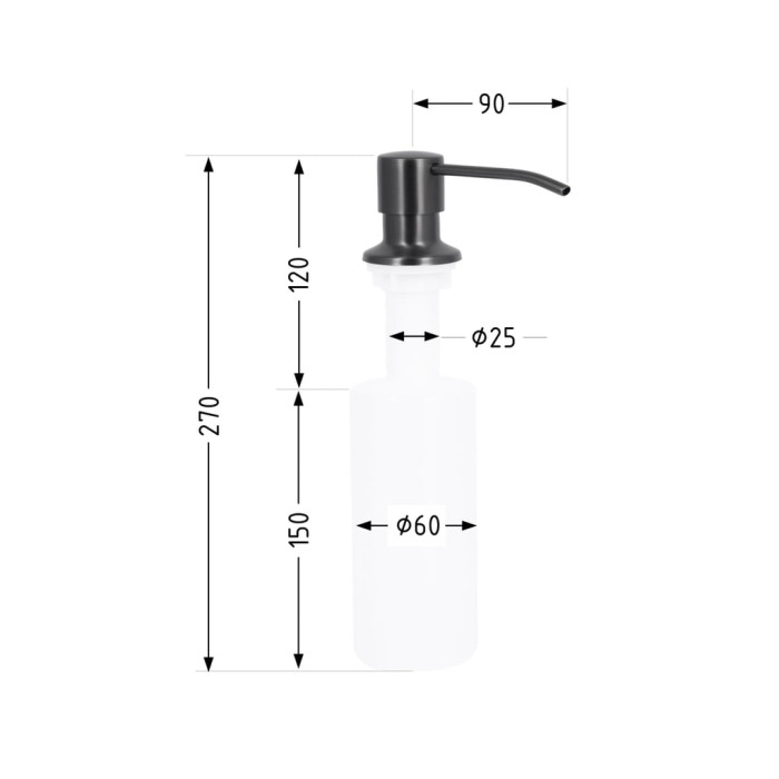 Дозатор для миючого засобу Lidz Acsis LA30 Brushed Black PVD, круглий LDACSLA30BLM49827