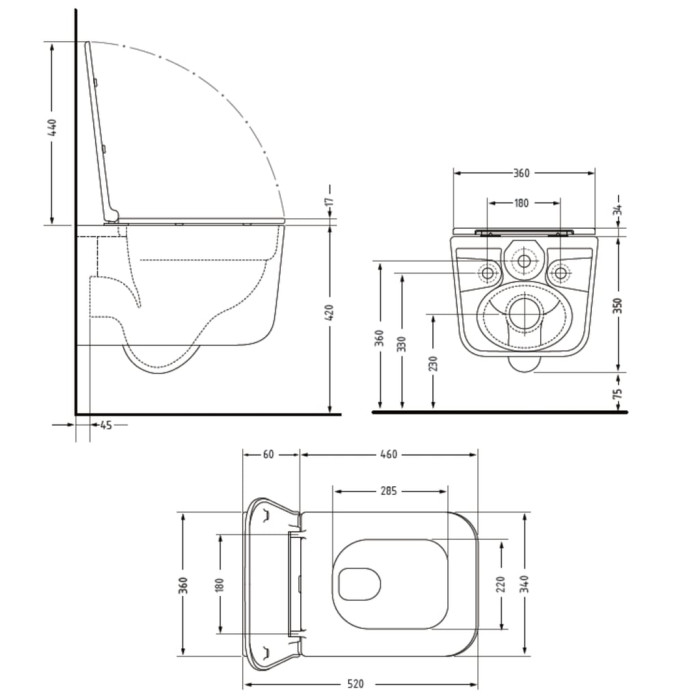 Унітаз підвісний Qtap Gemini Ultra Quiet 485×340×350 мм, Matt Black, з сидінням Slim Duroplast / Soft-close / Quick Release QTGEM28BLM50505