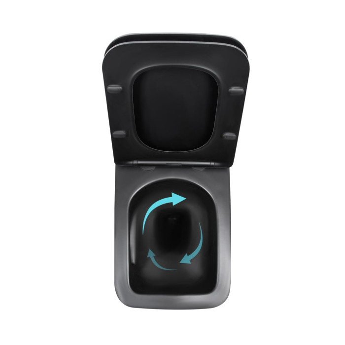 Унітаз підвісний Qtap Gemini Ultra Quiet 485×340×350 мм, Matt Black, з сидінням Slim Duroplast / Soft-close / Quick Release QTGEM28BLM50505