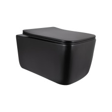 Унітаз підвісний Qtap Gemini Ultra Quiet 485×340×350 мм, Matt Black, з сидінням Slim Duroplast / Soft-close / Quick Release QTGEM28BLM50505