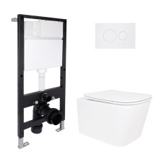 Готове рішення Qtap для ванної кімнати: підвісний унітаз Crow Rimless 485x340x330 + комплект інсталяції Standard (кругла клавіша White)