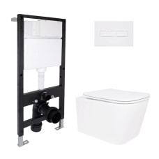 Готове рішення Qtap для ванної кімнати: підвісний унітаз Crow Rimless 485x340x330 + комплект інсталяції Standard (лінійна клавіша White)