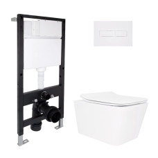 Готове рішення Qtap для ванної кімнати: підвісний унітаз Crow Rimless 520x360x290 + комплект інсталяції Standard (лінійна клавіша White)