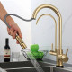 змішувач для кухні Rea Eco Fresh з висувним виливом, brushed gold (REA-B7596)