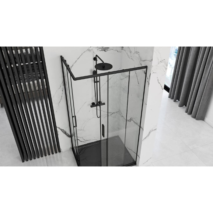 душова кабіна Rea Punto 80x100 black безпечне скло, прозоре (REA-K4806)