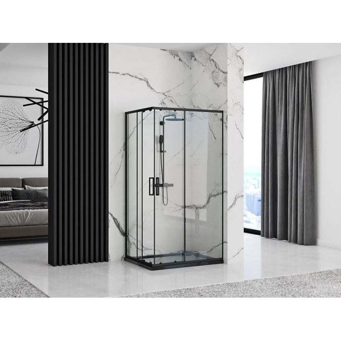 душова кабіна Rea Punto 80x100 black безпечне скло, прозоре (REA-K4806)