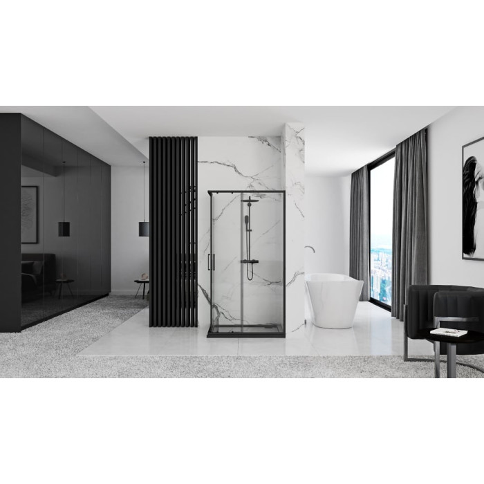 душова кабіна Rea Punto 80x100 black безпечне скло, прозоре (REA-K4806)