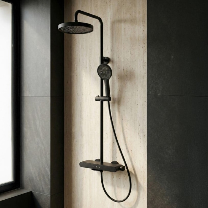 душова система для ванни та душу Rea Farel black matt (REA-P0354)